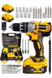 STEİNER Germany Technology Darbeli 58 V 5ah Sarı Xr Li-ion Çift Akülü Şarjlı Vidalama Matkap Pro Set - 2