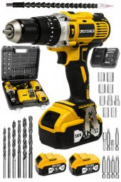 STEİNER Germany Technology Darbeli 13mm 58 V 5 Ah Çift Xr Akülü Şarjlı Vidalama Matkap Sarı + Set - 1