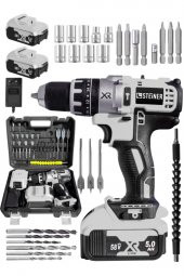 STEİNER Germany Technology Darbeli 58 V 5 Ah Gri Xr Li-ion Çift Akülü Şarjlı Vidalama Matkap Pro Set - 2