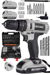 STEİNER Germany Technology Darbeli 56 V 5 Ah Bakır Sargılı Çift Akülü Şarjlı Vidalama Matkap Gri Set thumbnail 2