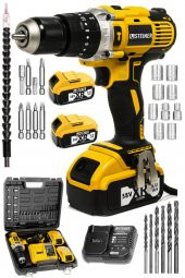 STEİNER Germany Technology Darbeli 13mm 58 V 5 Ah Çift Xr Akülü Şarjlı Vidalama Matkap Sarı + Set - 2