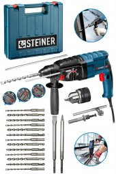 STEİNER Alman 4000 Watt Profesyonel Kırıcı Delici Hilti Darbeli Matkap + 15 Adet Uç + Mandren - 1