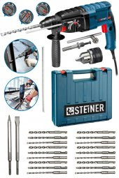 STEİNER Alman 4000 Watt Profesyonel Kırıcı Delici Hilti Darbeli Matkap + 20 Adet Uç + Mandren - 1