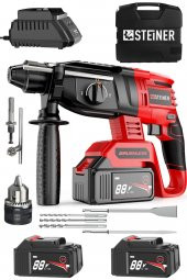 STEİNER Germany Technology 88 V 5 Ah Kömürsüz Motorlu Çift Akülü Kırıcı Delici Hilti Darbeli Matkap - 1