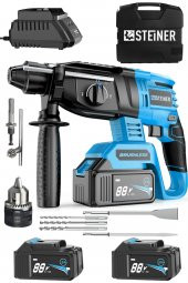 STEİNER Germany Technology 88 V 5 Ah Kömürsüz Motorlu Çift Akülü Kırıcı Delici Hilti Darbeli Matkap - 1