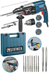 STEİNER Alman 4000 Watt Profesyonel Kırıcı Delici Hilti Darbeli Matkap Gri + 10 Adet Uç + Mandren - 2