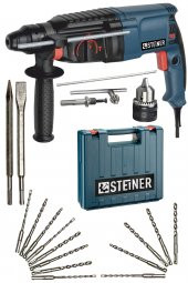 STEİNER Germany Technology 3000 Watt Darbeli Matkap 5 Joule Kırıcı Delici Hilti + 1 Mandren + 15 Uç - 1