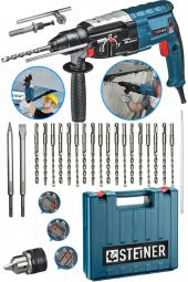 STEİNER Alman 4000 Watt Profesyonel Kırıcı Delici Hilti Darbeli Matkap Gri + 20 Adet Uç + Mandren - 2