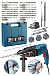 STEİNER Alman 4000 Watt Profesyonel Kırıcı Delici Hilti Darbeli Matkap + 20 Adet Uç + Mandren - 2