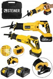 STEİNER Alman 128 Vf 10 Ah Kömürsüz Motor Kemik Ahşap Demir Kesmetilki Kuyruğu Akülü Testere Makinesi Sarı - 1