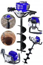 STEİNER Alman 11 Hp Tam Profesyonel Benzinli Toprak Burgu Makinesi 15 Cm Delme Ucu Fidan Dikme Makinesi Mavi - 1