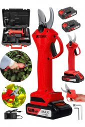 STEİNER Alman 128 Vf 10 Ah Profesyonel Çift Akülü Bağ Makası Dal Budama Kesme Makası Makinesi Çantalı Kırmız - 1