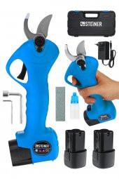 STEİNER Alman 128 Vf 10 Ah Kömürsüz Motor Akülü Bağ Makası Dal Budama Kesme Makası Makinesi Çantalı Mavi - 1