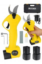 STEİNER Alman 128 Vf 10 Ah Kömürsüz Motor Akülü Bağ Makası Dal Budama Kesme Makası Makinesi Çantalı Sarı - 1