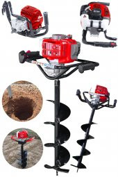STEİNER Alman 11 Hp Tam Profesyonel Benzinli Toprak Burgu Makinesi 15 Cm Delme Ucu Fidan Dikme Makinesi Krmz - 2