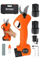 STEİNER Alman 128 Vf 10 Ah Kömürsüz Motor Akülü Bağ Makası Dal Budama Kesme Makası Makinesi Çantalı Turuncu - 2