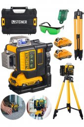 STEİNER Alman 36 V 5 Ah Profesyonel Çift Akülü 12 Köşe 360° Otomatik Lazer Hizalama + Tripod Hediyeli - 1