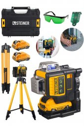 STEİNER Alman 36 V 5 Ah Çift Akülü 12 Köşe 360° Otomatik Hizalamalı Yeşil Çizgili Lazer Hizalama + Tripod - 2