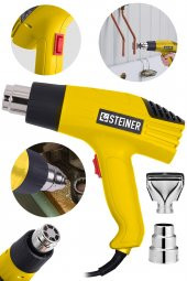 STEİNER Alman Gt-3000 Watt 2 Kademeli Isı Tabancası Çelik Rezistans Profesyonel Sıcak Hava Üfleme Tabancası - 1