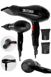 STEİNER Alman 3600 Watt Profesyonel Saç Kurutma Makinesi Fön Makinesi Ac Motor Ms-9001 Siyah + 2 Adet Başlık - 2