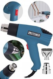 STEİNER Alman Gt-3000 Watt 2 Kademeli Isı Tabancası Çelik Rezistans Profesyonel Sıcak Hava Üfleme Tabancası - 1