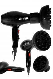 STEİNER Alman 3600 Watt Professional Saç Kurutma Makinesi Ac Motor Fön Makinesi + Difüzör + 2 Adet Başlık - 2