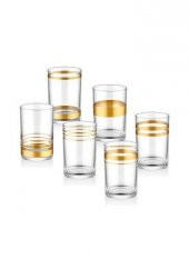 THE MİA LİNES KAHVE YANI SU BARDAĞI 6 LI SET GOLD - 1