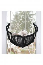 Harold Kedi Cam Yatağı & Cam Askılı Vantuzlu Kedi Yatağı Siyah - 1