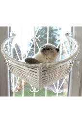 Harold Kedi Cam Yatağı & Cam Askılı Vantuzlu Kedi Yatağı Beyaz - 1