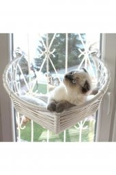 Harold Kedi Cam Yatağı & Cam Askılı Vantuzlu Kedi Yatağı Beyaz - 2