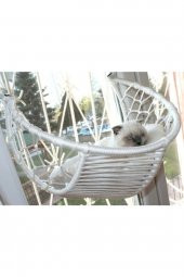 Harold Kedi Cam Yatağı & Cam Askılı Vantuzlu Kedi Yatağı Beyaz - 3