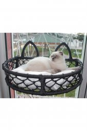 Cedric Kedi Cam Yatağı & Cam Askılı Vantuzlu Kedi Yatağı Antrasit - 1