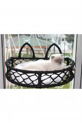 Cedric Kedi Cam Yatağı & Cam Askılı Vantuzlu Kedi Yatağı Siyah - 1