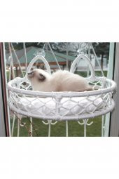 Cedric Kedi Cam Yatağı & Cam Askılı Vantuzlu Kedi Yatağı Beyaz - 3