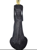HOME STORE SİYAH KUYRUKLU KADİFE GECE ELBİSESİ - 2
