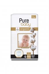 Pure Baby Organik Pamuklu Cırtlı Bez Tekli Paket 4 Numara Maxi 52 Adet - 2