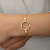 Gümüş Çeyrek Takılabilen Altın Kaplama Kadın Bileklik  SL5103 thumbnail 4