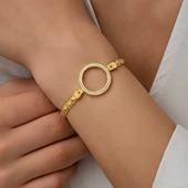 Gümüş Çeyrek Takılabilen Altın Kaplama Kadın Bileklik  SL5103 thumbnail 7