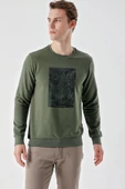 Slimfit Bisiklet Yaka Önü Baskılı 2 İplik Erkek Sweatshirt - 8