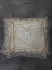 Love Kapuçino Dantelli Kalpli 3lü Çeyizlik Hurç Seti, Düğün, Nişan, Söz, Bohça, Gelin, Damat, Hurcu - 3
