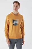 Slimfit Kapşonlu Önü Baskılı 2 İplik Erkek Sweatshirt - 1