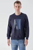 Slimfit Bisiklet Yaka Önü Baskılı 2 İplik Erkek Sweatshirt - 9