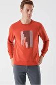Slimfit Bisiklet Yaka Önü Baskılı 2 İplik Erkek Sweatshirt - 2