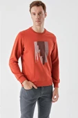 Slimfit Bisiklet Yaka Önü Baskılı 2 İplik Erkek Sweatshirt - 1