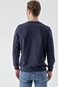 Slimfit Bisiklet Yaka Önü Baskılı 2 İplik Erkek Sweatshirt - 11