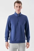 Slimfit Yarım Fermuarlı Dik Yaka 2 İplik Erkek Sweatshirt - 8
