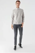 Slimfit Yarım Fermuarlı Dik Yaka 2 İplik Erkek Sweatshirt - 4