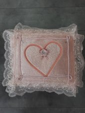 Love Pudra Pembe Dantelli Kalpli 3lü Çeyizlik Hurç Seti, Düğün, Nişan, Bohça, Gelin, Damat, Hurcu - 4