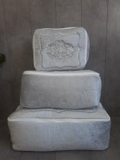 Rumeli Gri Üzeri Gümüş Nakışlı Çeyizlik 3lü Hurç Seti, Düğün Nişan, Söz, Bohça, Gelin, Damat, Hurcu - 2
