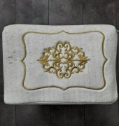 Rumeli Krem Üzeri Gold Nakışlı Çeyizlik 3lü Hurç Seti, Düğün Nişan, Söz, Bohça, Gelin, Damat, Hurcu - 4